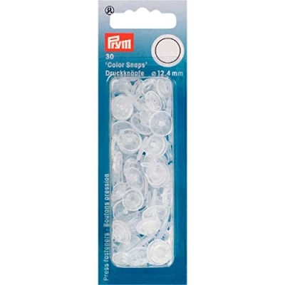 Imagen de Prym Mate Redondo Non Sew ColorSnaps Snap Fasteners, plástico, Transparente, 12,4 mm, 30 Piezas