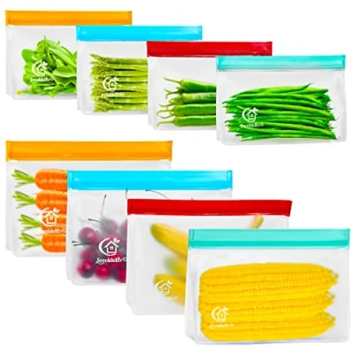 Imagen de Joyoldelf Bolsas de Alimentos Reutilizables, Almacenamiento Alimentación, Silicona PEVA Reutilizables Food Ziplock