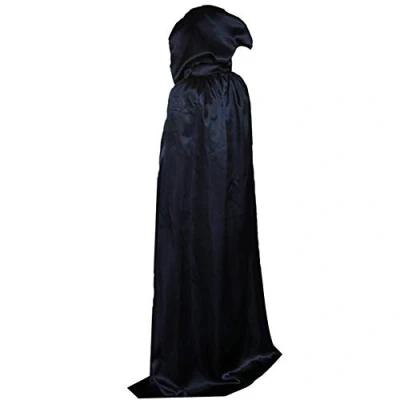 Imagen de Capas de Halloween,Fiesta Halloween Disfraz Long Black Cloak Unisex Robe Cape para Ninos Adultos