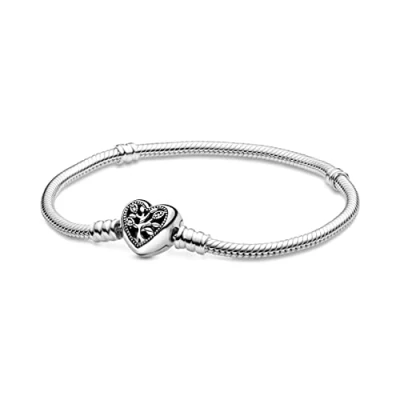 Imagen de Pandora Garden Pulsera de cadena serpiente con cierre diseño margarita en plata ley, cristal amarillo y esmalte blanco, 23
