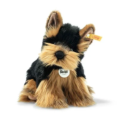 Imagen de Steiff 76923 Perro de Peluche Original Herkules Yorkshire Terrier, Aprox. 24 cm, diseño botón en la Oreja, Color marrón y Negro