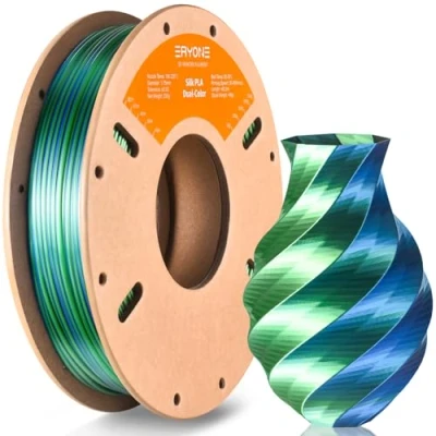 Imagen de filamento PLA ERYONE de dos tonos 1,75 mm, para impresora 3D, carrete 250 g, +/ 0,03 azul seda y verde