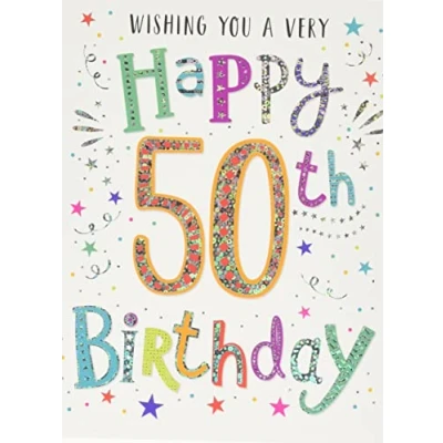 Imagen de Regal Publishing Modern Milestone Age Tarjeta de felicitación cumpleaños 50 8 x 6 pulgadas, color blanco ahumado