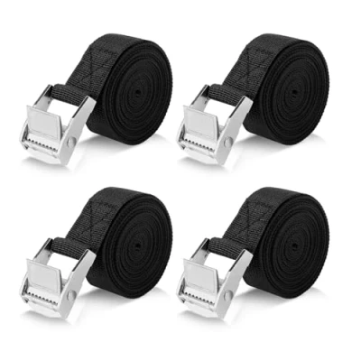 Imagen de Romon Cinchas de Amarre, 4 Piezas 4M Eslingas con Carraca, Amarre Pequeñas Rapido, Correa para Portabicicletas Motocicleta, Portaequipajes Coche, Surf, Bicicleta