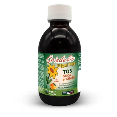 Imagen de GRINDELIO SUGAR FREE: tos Seca y Productiva con Altea, Hiedra Tomillo. Solución mucolitica natural 200 ml indicada para diabéticos, contra la dolor de garganta. Sin azúcar, gluten ni lactosa.