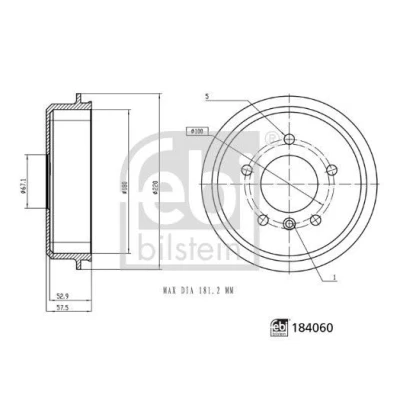 Imagen de FEBI BILSTEIN 184060 Tambor de Freno Eje trasero 220 MERCEDES BENZ: Clase A