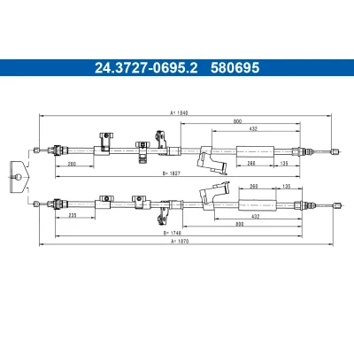 Imagen de ATE 24.3727 0695.2 Cable de Freno Mano 1940, 1870 FORD: FOCUS 3