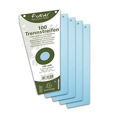 Imagen de 100 Fiches Intercalaires Trapezoidales Sous Film Papier Recycle Uni Perfore