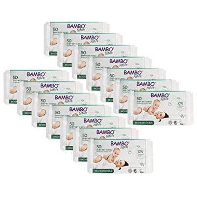 Imagen de Toallitas Húmedas Biodegradables de Bebé Bambo Nature Pack 14 x 50UN (700 toallitas)