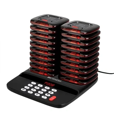 Imagen de Retekess TD183 Sistema de Llamadas, FSK 800M, Buscapersonas Restaurante, 28H 300 mAh, Estable y Duradero, Historial Adecuado para restaurantes, hoteles, logística (20 Buscapersonas)