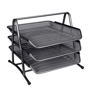 Imagen de Bandeja sobremesa metalica q connect kf00823 rejilla negra 3 bandejas movibles 350x278x275 mm