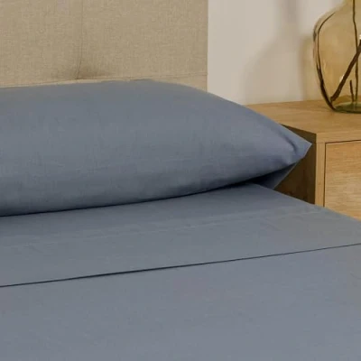 Imagen de TRAMAS+ sábana Bajera Doble, 160 x 200, 100% algodón, Ropa de Cama, y 2 Fundas Almohada, Standard 100 by Oeko Tex Blue