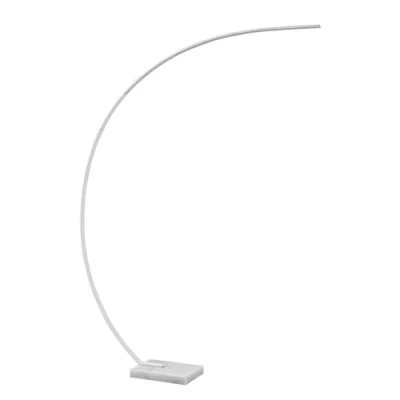 Imagen de Lindby Lámpara de pie LED arqueada Kendra, blanca, aluminio, altura 180cm