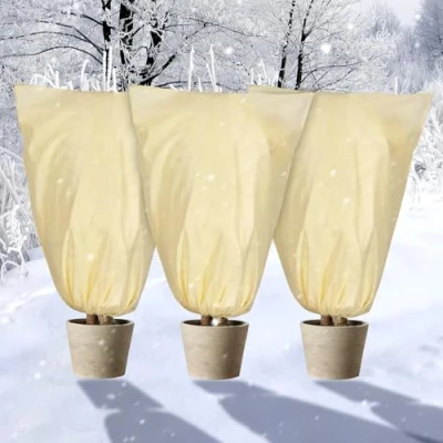 Imagen de 3 piezas Cubre Plantas invierno,Protector heladas,80 x 120cm Capuchas Invierno, Cubiertas de Protección contra Heladas para Todo Tipo Árboles, y Arbustos(Beige)