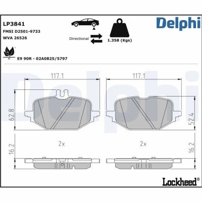 Imagen de Juego de pastillas DELPHI LP3841