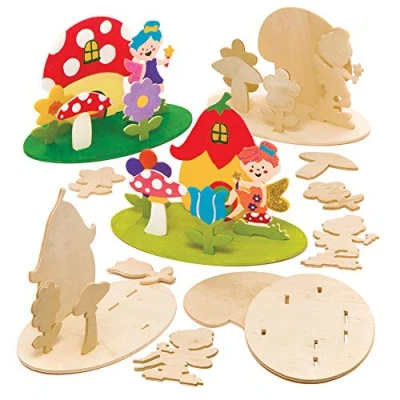 Imagen de Baker Ross Kits de escenas hadas 3D madera (Paquete 4) Manualidades infantiles para montar y jugar (AW283)
