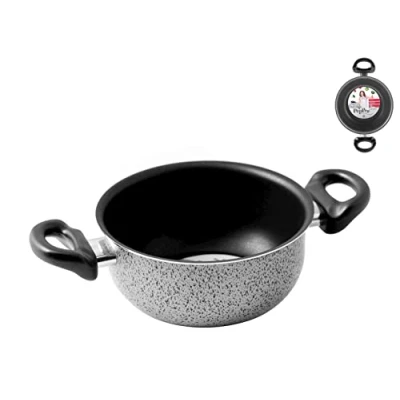 Imagen de HOME Salt Peper Cazo con 2 Asas Revestimiento Antiadherente, 14 cm, Aluminio, Gris, Metal, Negro/Azul Claro, cm