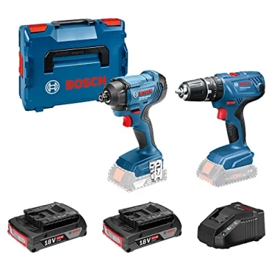 Imagen de Bosch Professional 18V System GSB 21 + GDR 160 Taladro percutor atornillador de impacto a batería (2 baterías x 2.0 Ah, en L BOXX )