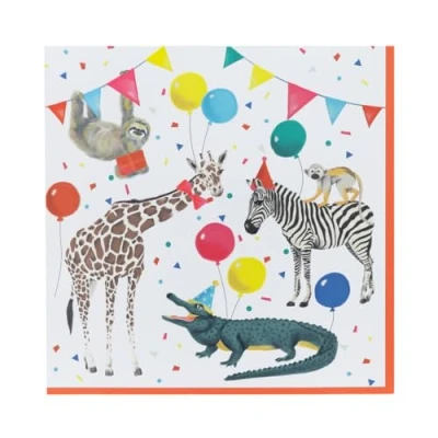 Imagen de Talking Tables 20 servilletas de papel con temática animales safari para niñas y niños, cumpleaños o baby shower, fiesta infantil, picnic, desechables, recicladas, opción