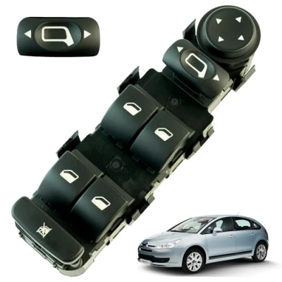 Imagen de Botonera elevalunas compatible para Citroen C4 (1) (2004 2010) mando delantero izquierdo (conductor) SIN función retrovisores abatibles 6554HA