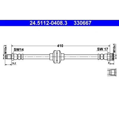 Imagen de ATE 24.5112 0408.3 Latiguillos de Freno 410 M10x1 ALFA ROMEO: 147