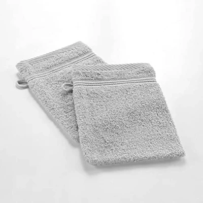 Imagen de Douceur d&#039;Intérieur Suave Interior, 2 Guantes de baño (15 x 21 cm) ternura Gris Perla, Esponja Lisa