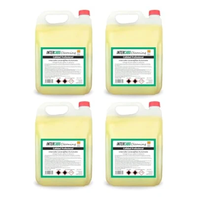 Imagen de Intercabo Pack de 4 Garrafas 6Kg Lavavajillas Detergente Garrafa para maquinas liquido Elimina Grasas y Residuos
