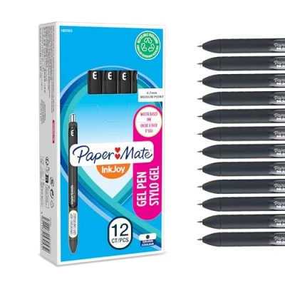 Imagen de Paper Mate InkJoy bolígrafo de gel punta media (0,7mm) negro caja 12