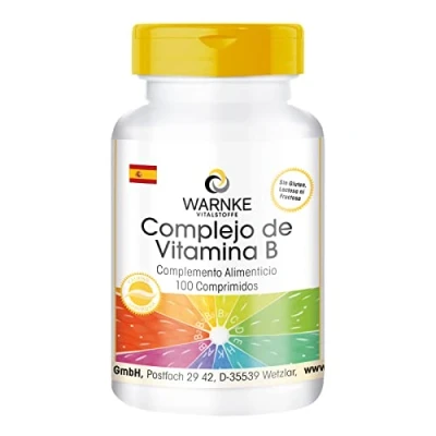 Imagen de Vitamina B Complex dosis alta con 200μg de biotina y 150μg ácido fólico contiene todas las vitaminas vegano 100 comprimidos Warnke Vitalstoffe Calidad farmacia alemana