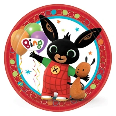 Imagen de amscan Platos de papel para cena Bing Bunny 8 piezas, multicolor, 23 cm (9901515)