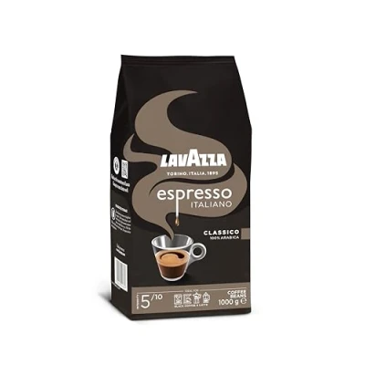 Imagen de Lavazza, Espresso Italiano Classico, Café en Grano Natural, Ideal para la Máquina de Espresso, con Notas Aromáticas Florales, 100 % Arábica, Intensidad 5, Tueste Medio, Paquete 1 kg