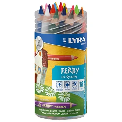 Imagen de LYRA 3623180 Caja redonda con cerradura Ferby 18 lápices de colores, surtidos