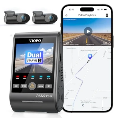 Imagen de VIOFO A229 Plus 3 Lens 2K + 1080P, Dual STARVIS 2, HDR Delantero Trasero Dashcam Auto, Control de voz y 5 GHz Wi Fi Wifi, Cámara Coche Ultraprecisa, Super Visión Nocturna 2.0, Salida Voz,