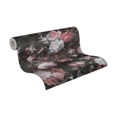 Imagen de A.S. Création The Bos 388214 Papel pintado (10,05 x 0,53 m), diseño floral, color rojo y negro