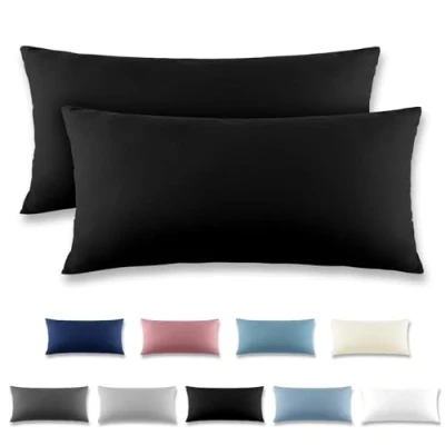 Imagen de REDKEY Funda Almohada Juego de 2 Fundas Almohadas 40x80 cm, con Cremallera Oculta, Transpirable Suave Antiarrugas Microfibra Negro