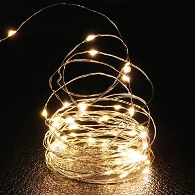 Imagen de QHYK 2 packs Guirnalda Luces LED, 50 LED de Cadena, L 5 Metros, alambre cobre Luces, funciona con pilas, para festiqvales, fiestas, bodas, Jardín, Vacaciones Decoración