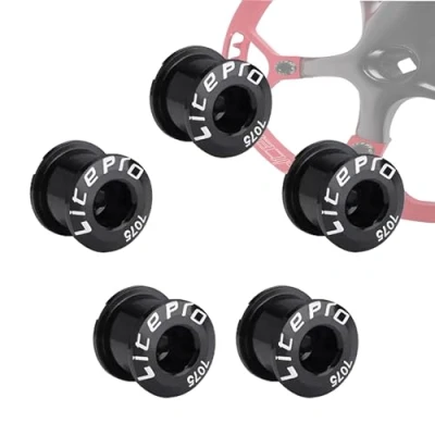 Imagen de YUEMING 5 Piezas Tornillos de Plato Único, Aleación Aluminio un Solo Anillo Cadena Corta Tornillo Disco Bicicleta para Carretera/Montaña, BMX, MTB, Fixie