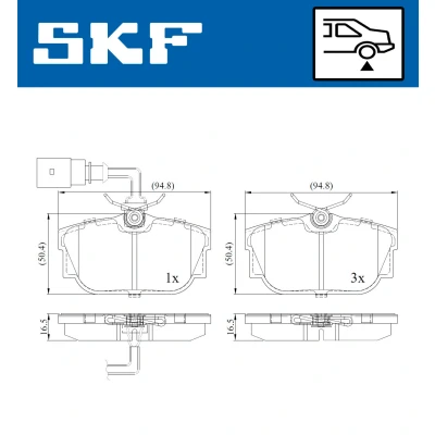 Imagen de SKF VKBP 90493 E Juego de pastillas freno con contacto avisador desgaste VOLKSWAGEN: TRANSPORTER 4, 4 Bus