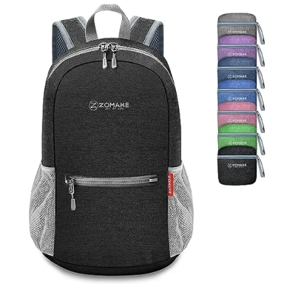 Imagen de ZOMAKE Mochila Plegable Pequeña 10L Mochilas Ligeras para Viajar Senderismo Mujer Hombre Ultraligera Excursion(Negro)