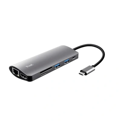 Imagen de Adaptador USB Trust 23775 Dalyx 7 in 1 C Multiport, Puertos, Plata