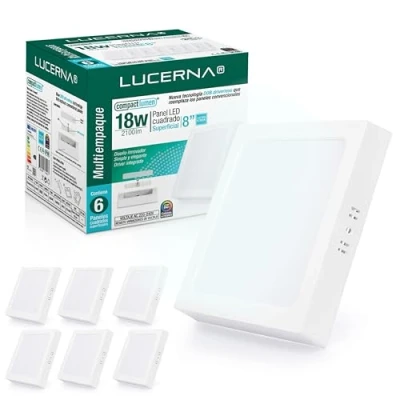 Imagen de LUCERNA Plafon LED superficie Cuadrado 18W Luz Blanco Frío 6500 K 2100 LM techo Focos interior cuadrados cocina Downlight PACK 6