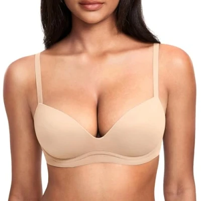Imagen de DOBREVA Sujetador Push Up sin Aros con Relleno T Shirt Bralette para Mujer Beige 95E