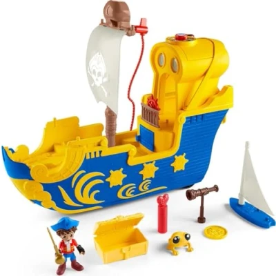 Imagen de Fisher Price Nickelodeon Santiago of the Seas Lights &amp; Sounds El Bravo Pirate Ship juego interactivo con figura de personaje, simulaci n a partir 3 os