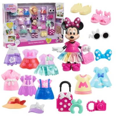 Imagen de Just Play Minnie Mouse Fabulous Fashion Collection de Disney Junior, muñeca articulada y Juego Accesorios, 22 Piezas; Juguetes para niños a Partir 3 años