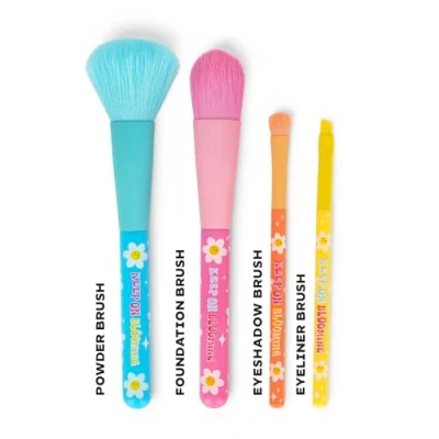 Imagen de Legami Juego de 4 brochas maquillaje, Oh My Glow! Tema Daisy, incluye Powder Brush, Foundation Eyeshadow Eyeliner 100% Vegan, Formato Viaje