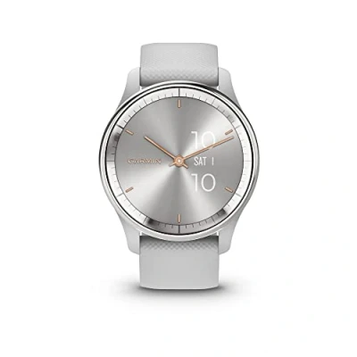 Imagen de Garmin Vivomove Trend, Elegante Smartwatch Híbrido de 40 mm con Sofisticado Aspecto Analógico, Bisel Acero Inoxidable y Funciones Inteligentes, Plata Gris