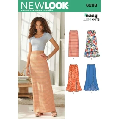 Imagen de New Look Patrón de Costura 6288: Faldas Punto para Mujer, Talla A, Tejido, Blanco, 36 48