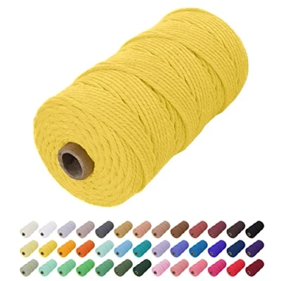 Imagen de Uiopa Hilo Macrame 2mm x 200m, Cuerda de Algodon Natural Cordel, Manualidades para DIY Pared, Cortina, Colgar Plantas, Decoracion Dormitorio (Amarillo)