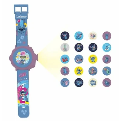 Imagen de Lexibook Disney Stitch Reloj de proyección ajustable pantalla digital 20 imágenes Lilo &amp; para Niños DMW050D