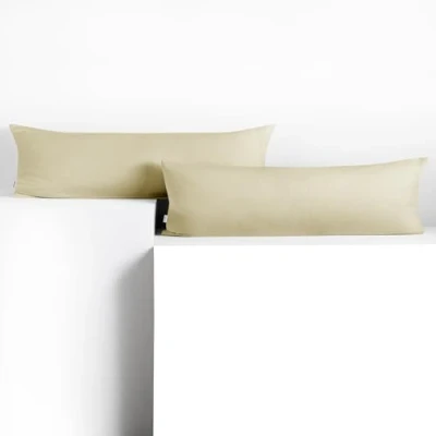 Imagen de DecoKing 2 Fundas de Almohada 40 x 145 cm algodón Jersey con Cremallera Beige ámbar